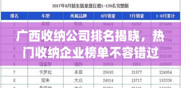 廣西收納公司排名揭曉，熱門收納企業(yè)榜單不容錯(cuò)過(guò)！