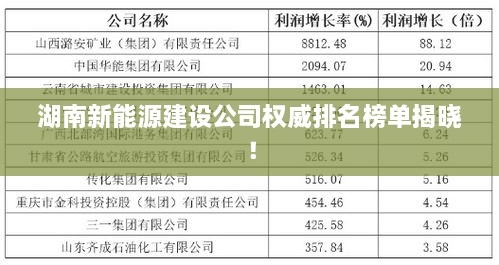 湖南新能源建設(shè)公司權(quán)威排名榜單揭曉！